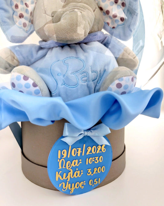 Προσωποποιημένο plexiglass καρτελάκι με στοιχεία γέννησης για νεογέννητο αγοράκι.