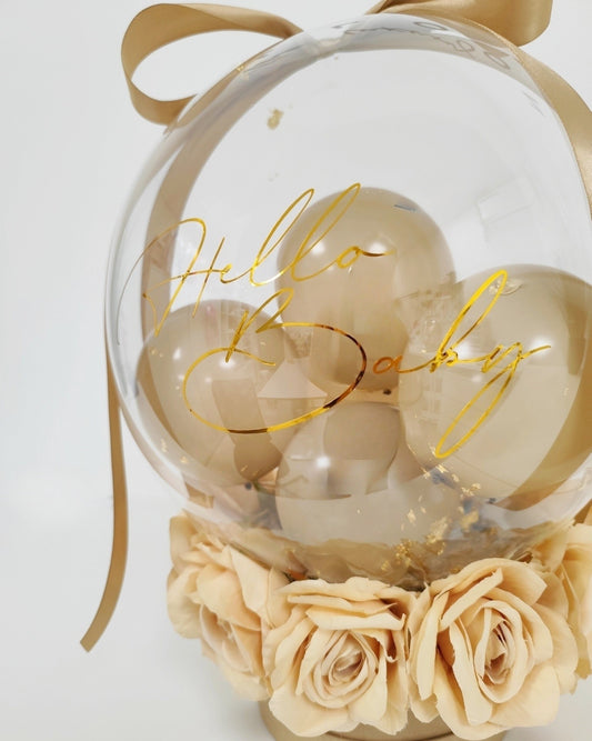 Μπαλόνι με μπαλονάκια και λουλούδια (σοκολά)