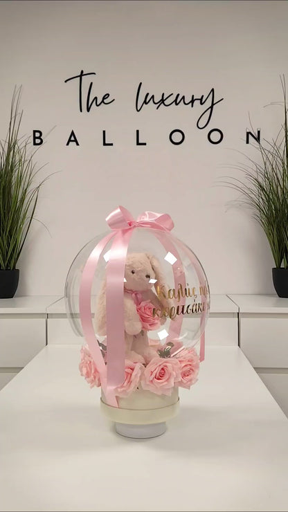 Μπαλόνι με λούτρινο και λουλούδια | Baby Pink - Εκρού